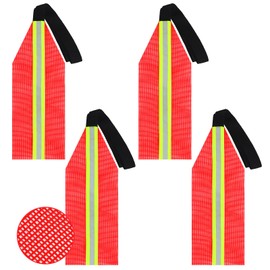 Mindsoft 4 Pcs Safety Travel Flag for Kayak Single Sided Mesh Reflective Red Warning Flag for Trailer Hauling Truck Loads with Webbing for Boat SUP Towing Canoe Accessories Kit(Simple Style)