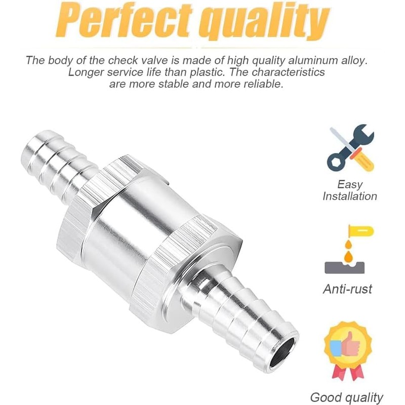 DAVRPES 6mm 1/4" Fuel Check Valve One Way Inline Non