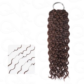 QVR Water Wave Crochet Hair Machine Made Feather Human Hair Extension 18 inch 56 Gram Per Pack Dark Brown Color