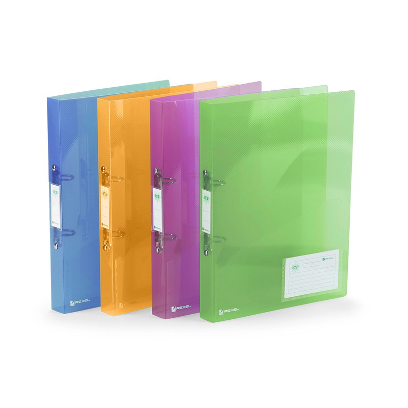 Rexel A4 Ring Binder, Assorted Colours (Orange, Blue, Lime Green