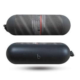 Glossy Glitter Speaker Skin Compatible with Beats Pill (2024) - Thin Red Line - Premium 3M Vinyl Protective Wrap Decal Cover - Easy to Apply | Crafted in The USA by MightySkins