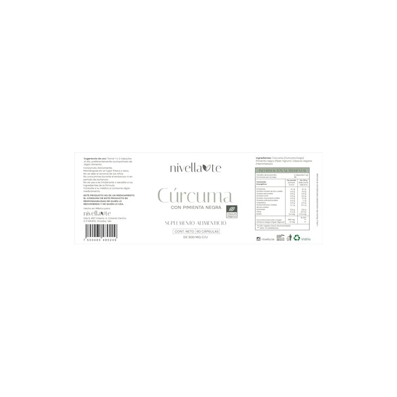 Nivellate - Cúrcuma con Pimienta Negra | Suplemento Alimenticio Natural