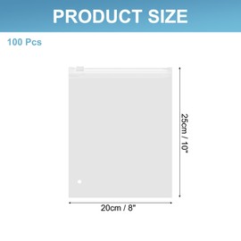 PATIKIL Frosted Zipper Bag, 100 Pcs 10" x 8" Resealable EVA Horizontal Clothes Packaging Bag with Slider Closure, Vent Hole for Small Business T-shirt Packaging Organizing Shipping, Clear