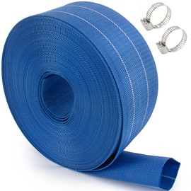 Pool Backwash Hose, Heavy-Duty PVC Hose, Lay Flat Discharge Hose,Flexible Sump Pump Drain Pipe for Swimming Pool Drain, with 2 Clamps (1.5 in x 100 ft)