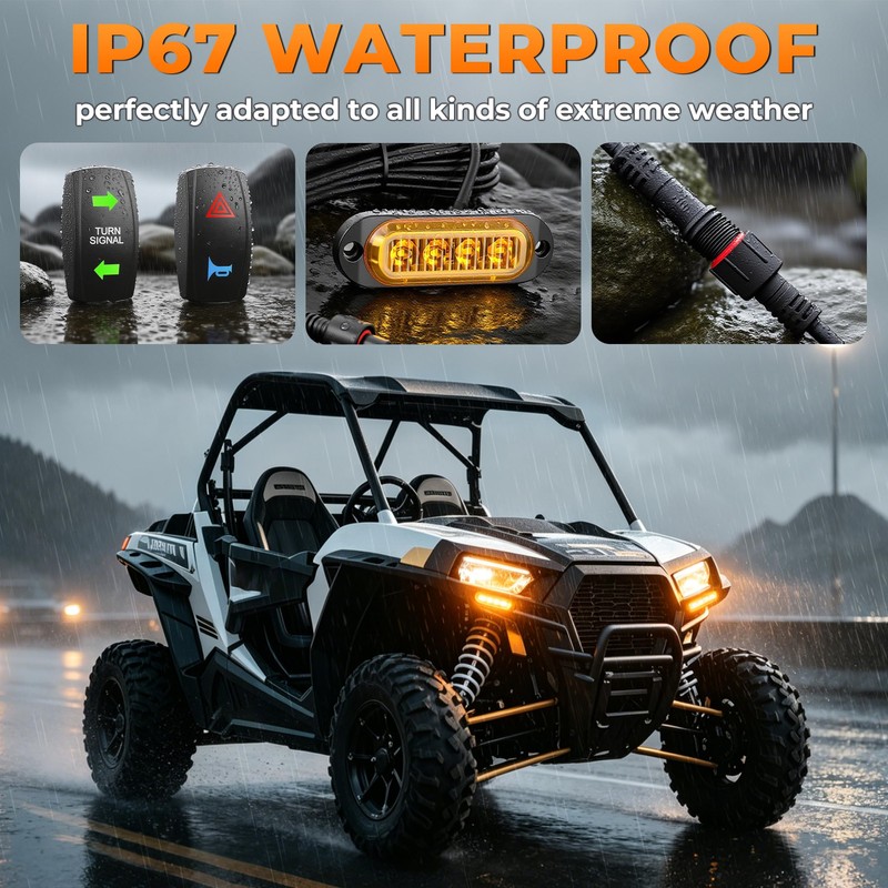 YUDE ATV SXS UTV Turn Signal Kit with 110dB Horn,Pre-Wired,Plug