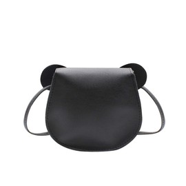 AMPOSSTO Cute Mouse Ears Crossbody Purse for Little Girls Large Bow Shoulder Bag Handbag Black Large