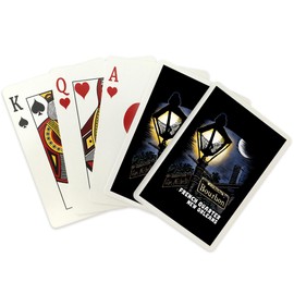 New Orleans, Louisiana, French Quarter, Bourbon Street, Scratchboard, (52 Playing Cards, Poker Size Card Deck with Jokers)