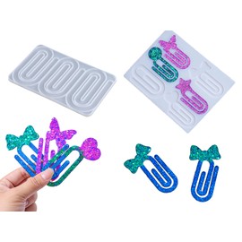 Aotunbey, 2 Pack Resin Paperclip Shape Bookmark Silicone Mold 9-Cavity for DIY Book Lovers