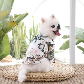 LHYZ PARK Hawaiian Beach Print Pet Dog Cat T-Shirts Cute for Small to Medium Dog Cats Cool Summer Vest Camp Shirt Clothes (White Coconut, XL)
