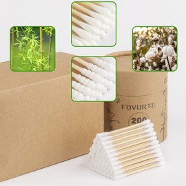 Bamboo Cotton Swabs 400 Count - Spiral&Round Double Tips Cotton Swabs, Organic Wooden Cotton Buds for Ears, Natural Bamboo Ear Wax Removal Sticks for Cleaning, Makeup, Travel