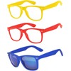 3 Pack Kids Sunglasses Clear Lens Yellow Red Matte Mirror