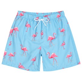 Dissolving Swim Trunks Prank Stuff Funny Shorts Gag Gifts for Brother Boyfriend Bachelor Beach Party in The Swimming Pool(Blue Flamingo,Small)