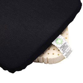 OrganicTextiles 3” Inch Organic Latex Seat Cushion with Black Organic Cotton Cover (No Zipper, Medium), GOTS & GOLS Certified, Back Tailbone Pressure Relief Support, Thick, Office Chair, Car