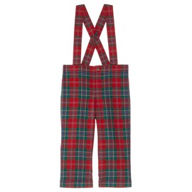 Janie and Jack Boys' Baby Plaid Suspender Pant (Toddler/Little Big Kids), Red