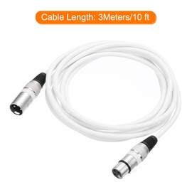 QUARKZMAN XLR Male to XLR Female Cable 1.5 m XLR to XLR Microphone Cable Audio Adapter Cable for Preamp / Speaker Systems White