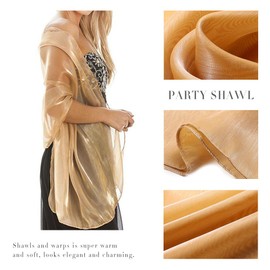 Aukmla Silky Satin Cloths and Wraps Wedding Pashmina Scarves Wrap Stole Scarf for Brides Bridesmaids Weddings Evening Party Formal Dresses (Champaign Gold), Champagne gold.