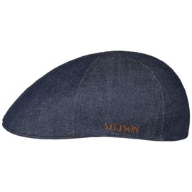 Stetson Texas Pure Denim Flat Cap Peaked Cap Cotton Summer Made in the EU, Denim-Dark Blue, XL