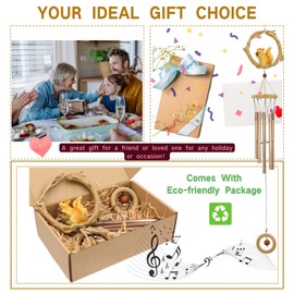 Fariita Resin Squirrel Wind Chimes for Outside 33 Inch Hanging Decor for Backyard Patio Outdoor Decor Bronze