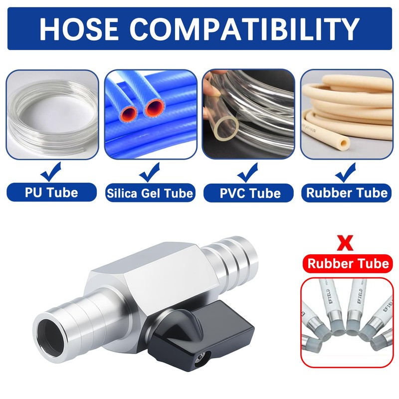 1/2″ Hose Barb Ball Valve, 304 Stainless Steel Mini Fuel