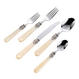 CATHYLIN REVERIE Collection 18/10 Stainless Steel Vintage Flatware set,Sliverware set,Dishwasher safe (40, Champagne)