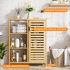 HITNET Bathroom Floor Cabinet, Bamboo Storage Cabinet with Door and