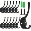 12 Pack Dual Coat Hooks Wall Mounted, Dual Prong Retro