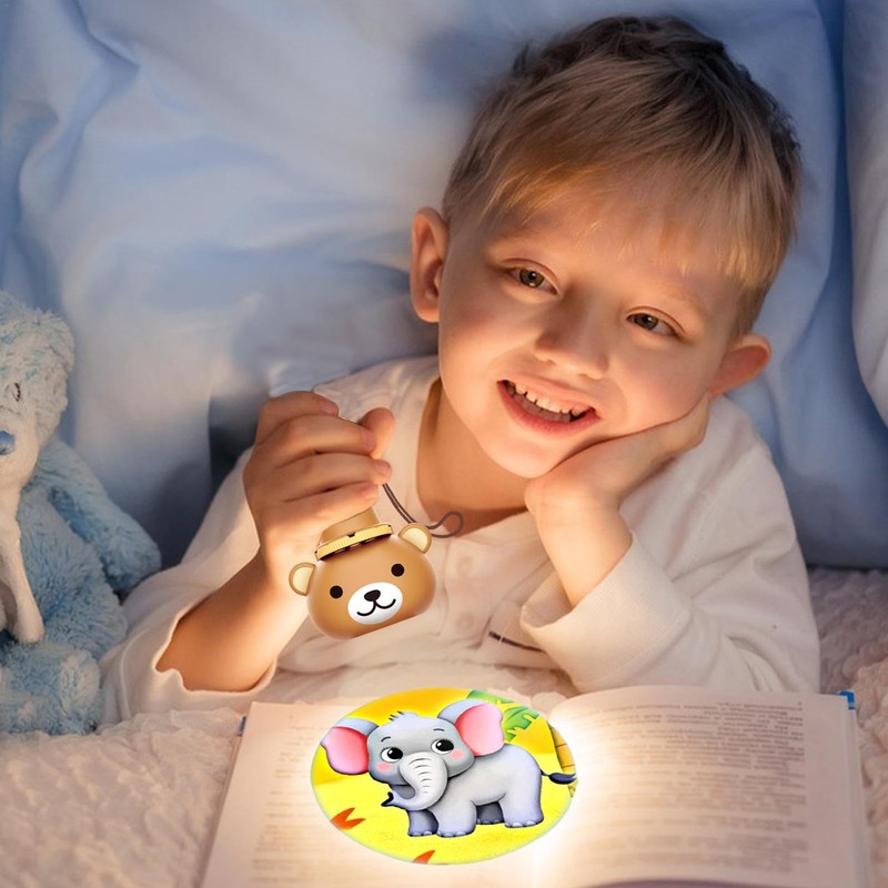 Kids Flashlight Projector Torch,Bear Appearance Story Torches - Interactive Learning