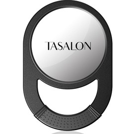 TASALON Espejo de mano irrompible, espejos de mano con asa, salón, espejo de peluquero para cabello, antideslizante de mano con agarre de goma para viajes, maquillaje, afeitado, ducha, camping, color