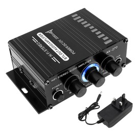 ePathChina Stereo Audio Amplifier, Mini Power Amplifier with Power Supply, 12V 2 x 20W 2 Channel Class D Hi-Fi Amplifier with AUX/USB/SD Input for Home, Car, Karaoke