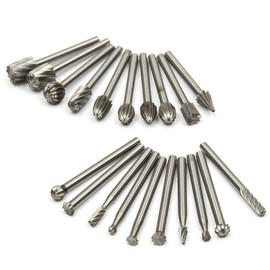 Gasea 20pcs 3mm Shank HSS Mini Router Burr Rotary File Cutter Wood Milling Carving Drill Bits
