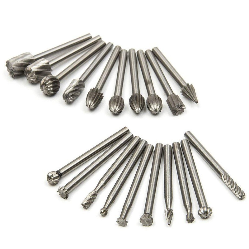 Gasea 20pcs 3mm Shank HSS Mini Router Burr Rotary File