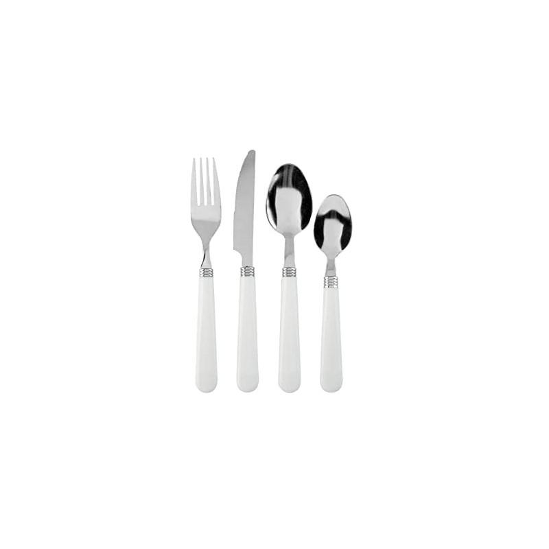 Home 756467 Cutlery Set 24 Pieces Stainless Steel White Handle