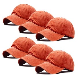 Ultrafun 6 Pack Unisex Vintage Baseball Cap Washed Distressed Plain Blank Baseball Hat Adjustable Dad Hat for Outdoor Sports (6Pack-Orange)
