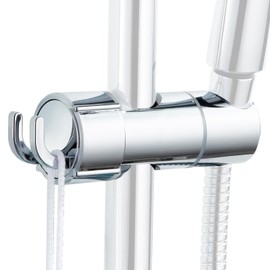 Simpeak Universal Hand Shower Holder with Hook, Adjustable Shower Holder for Slide Bar 16-27 mm Outer Diameter, 360° Rotatable ABS Chrome-Plated Shower Holder, Easy to Install
