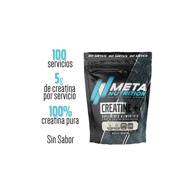 Creatina Monohidratada 500 G Meta Nutrition 100 Porciones