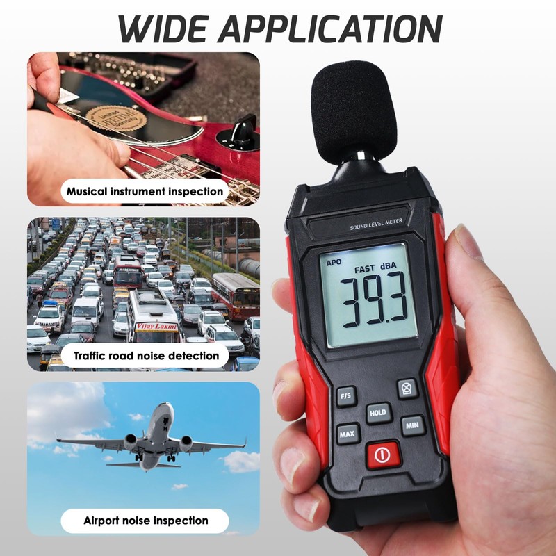 Decibel Meter, Sound Level Meter 30-130dB Digital Audio Noise Meter