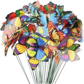Mariposas decorativas 3d 100pcs Estacas De Mariposas 3d Decorativas Jardín Aire Libre Color Coloreado
