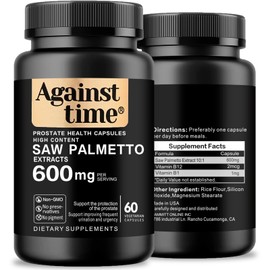 Against Time Ultra High Content Saw Palmetto for Men, 60 Capsules Prostate Support for Men Complex, DHT Blocker Hair Growth Vitamins