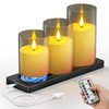 PChero Rechargeable Flameless Pillar Candles with Magnetic Base, 3 Pack