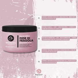 BRANDING COSMETICA Bio-Restrukturierungs- und Reparaturmaske Erdbeerblüten-Erdbeere für trockenes, sprödes und geschädigtes Haar 250 ml