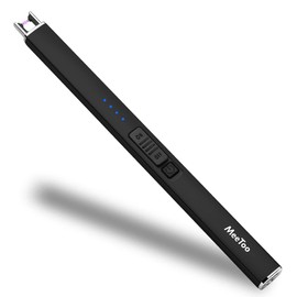 MeeToo Encendedor eléctrico de velas, encendedor recargable de arco de plasma para velas de camping (negro)