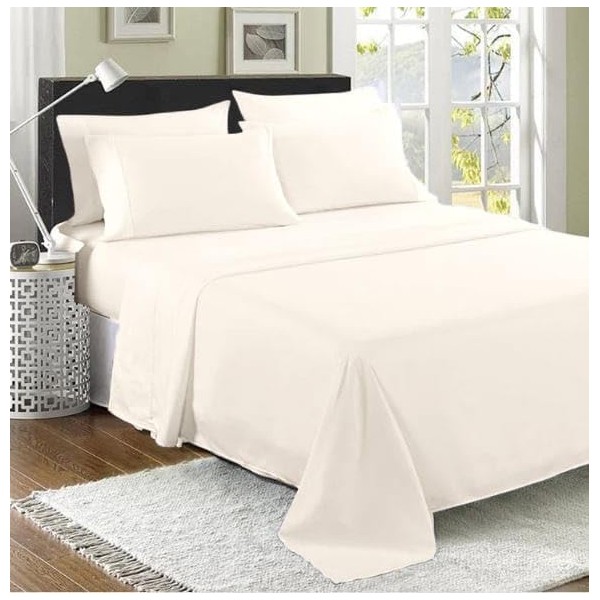 100% Egyptian Cotton Flat Sheet, 200 Thread Count Ultra-Soft Long