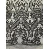 Mia Fabrics Inc. Big Damask Fabric - Black Holographic Embroidered