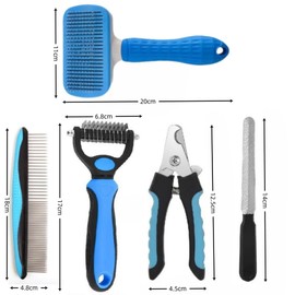 Loopunk Dog Brush for Shedding,5 Pack Dog Grooming Kit,Dog Cat Grooming Deshedding Undercoat Rake Brush Comb for All Small Large Dogs Cats(Blue)