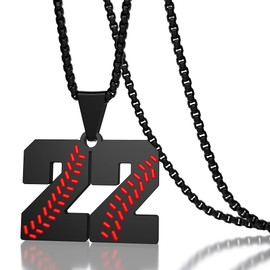 Suweibuke Inspiration Baseball Necklaces Baseball Jersey Number 0-99 Necklace Stainless Steel Baseball Chain Number Pendant Necklace Baseball Team Jewelry Gift for Boys girls