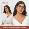 LKEYE Aviator Reading Glasses for Women Men Oversized Blue Light