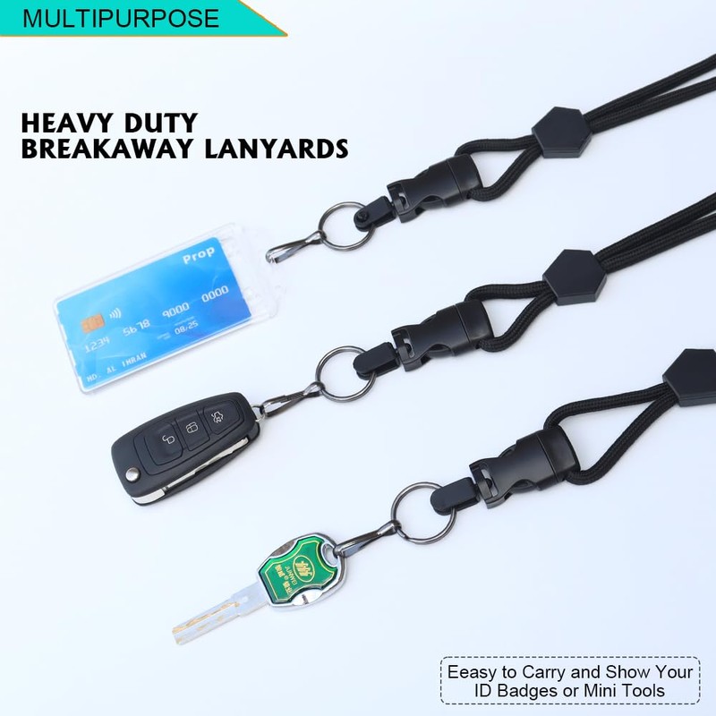 2 Pack-Heavy Duty Breakaway Lanyards for ID Badges and Keys-Badge