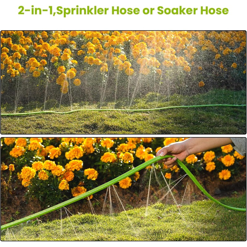 Sprinkler Soaker Hose 50FT 2Pack, Watering Hose with Holes, High-Efficiency