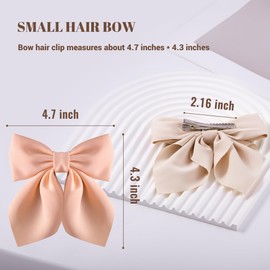 hisial 8 Pcs Hair Bows for Women Short Tail Bow Hair Clips Small Alligator Barrettes Cute Accessories for Girls (Khaki/Orange/Pink)