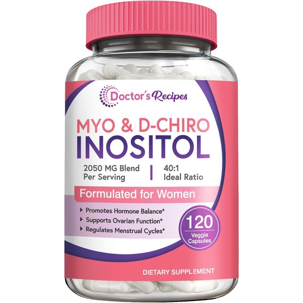 Doctor's Recipes Inositol Supplement, Myo-Inositol & D-Chiro Inositol Capsules 2050mg